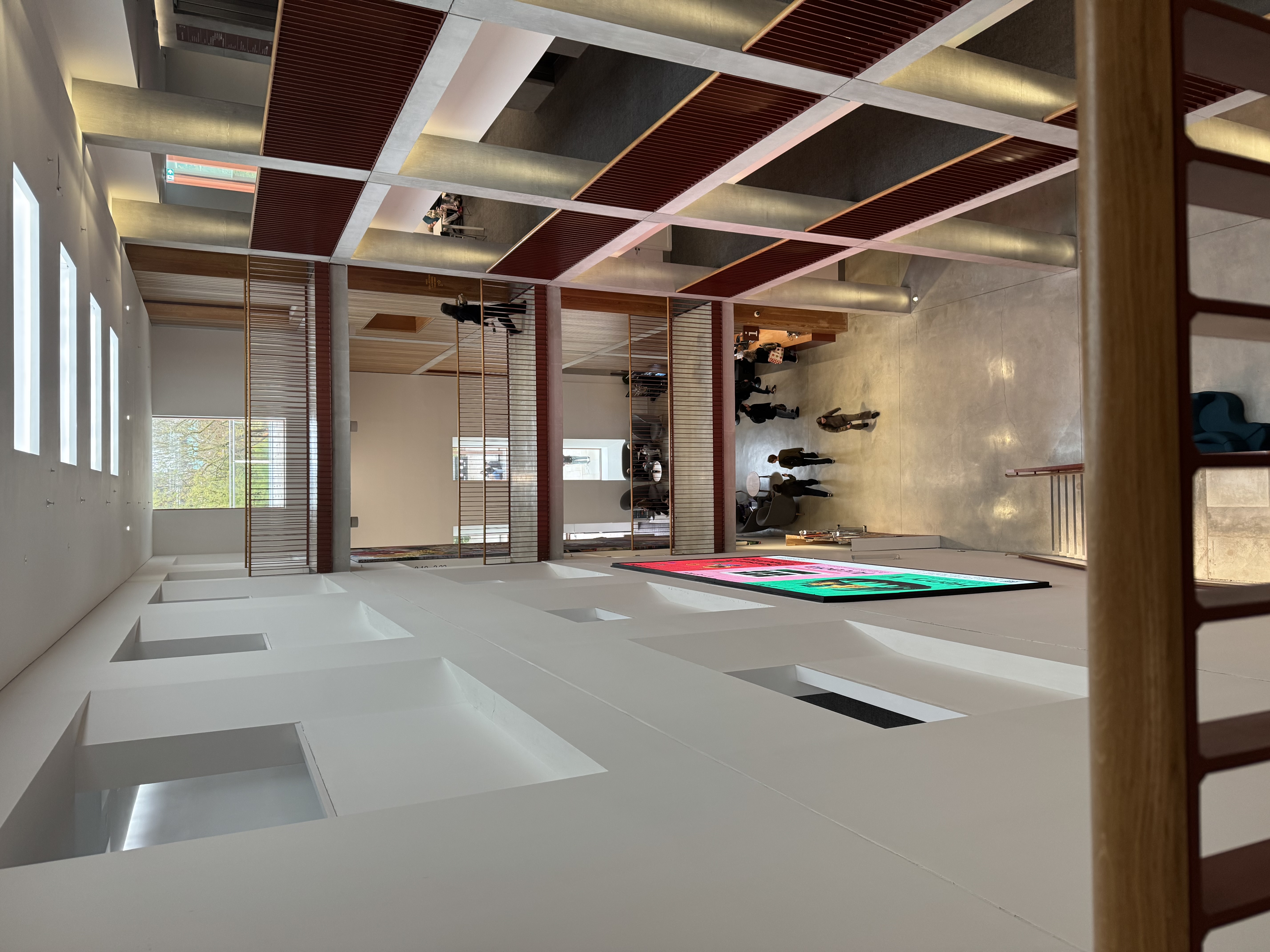 A university building inside, 4 floors with walkways in between